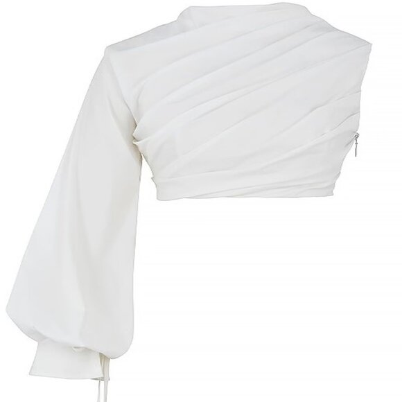 HOUSE OF CB ARTA WHITE COTTON CROPPED TOP SIZE SMALL PRELOVED - Picture 3 of 6